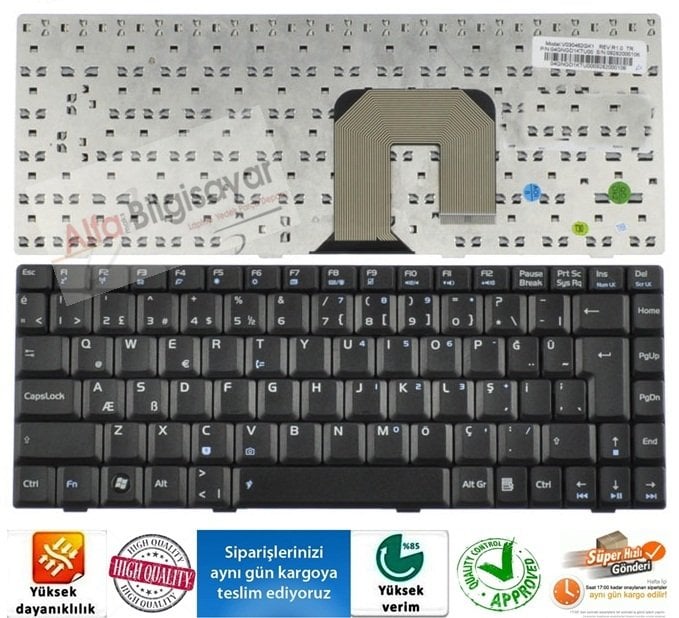 Asus-F6-F6V-F9DC-F9-U3SG-F6A-F6VE-F9E-F9SG-U6S-F6E-F9-F9F-VX3-U6SG-F6S-F9D-F9J-U3S-U6V-Klavye-Tus-Takimi-Orjinal-Turkce-alfamaks