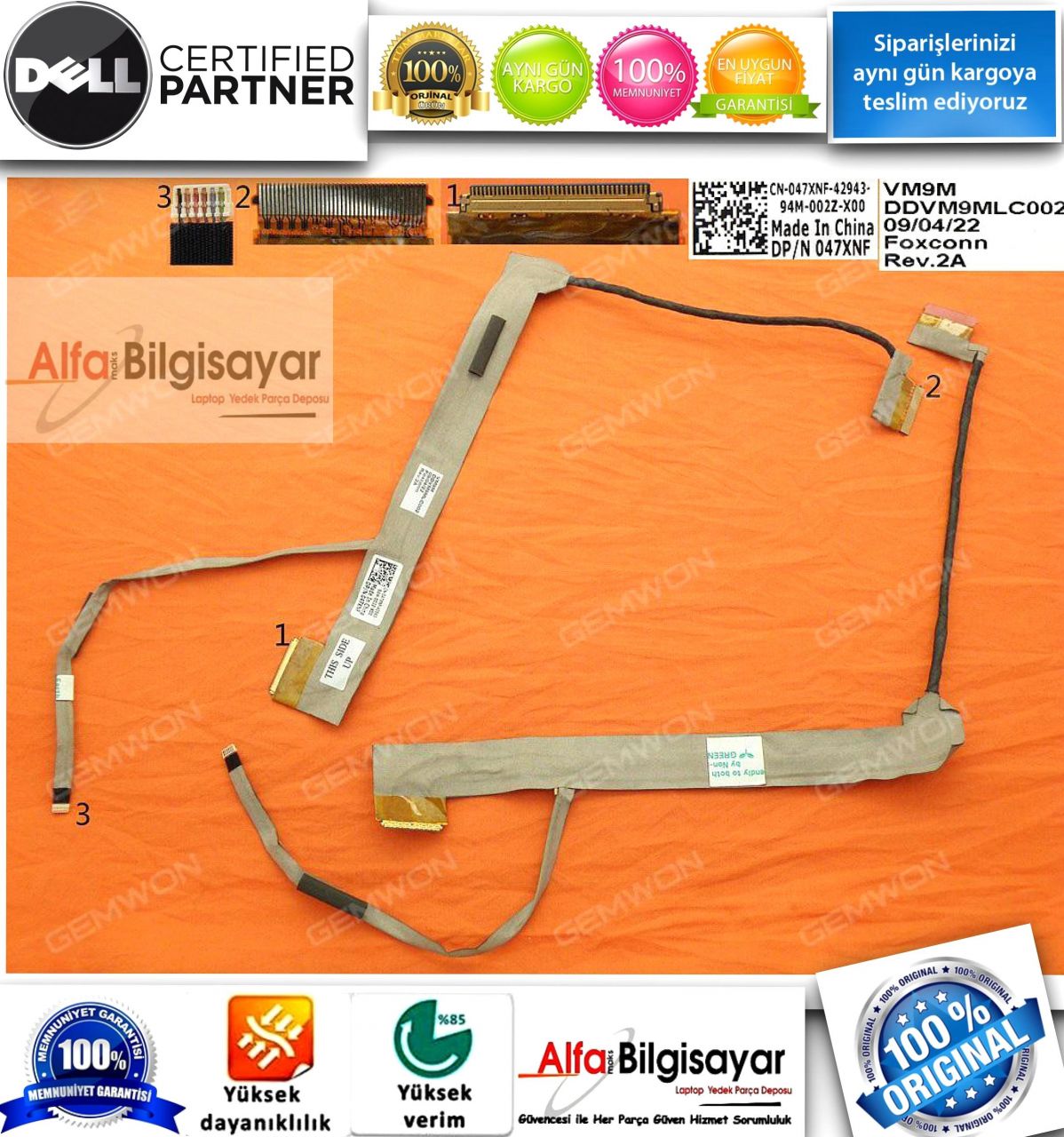 Dell-Vostro-1015-Led-Cable-Ddvm9mlc002-Ddvm9mlc000-Lcd-Cable-Led-Lcd-Data-Flex-Lvds-Kablo-alfamaks